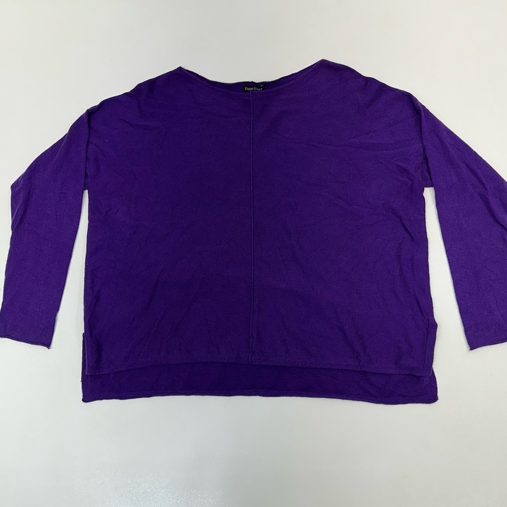 Eileen Fisher Boat Neck Tencel Blend Oversized Long Sleeve Top Womens Size Large